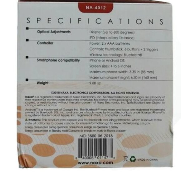 NAXA Holovue Virtual Reality Glasses for Your Smartphone with Remote NA-4012 - Picture 3 of 3